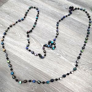 Iridescent Beaded Necklace Hook And Eye Closure